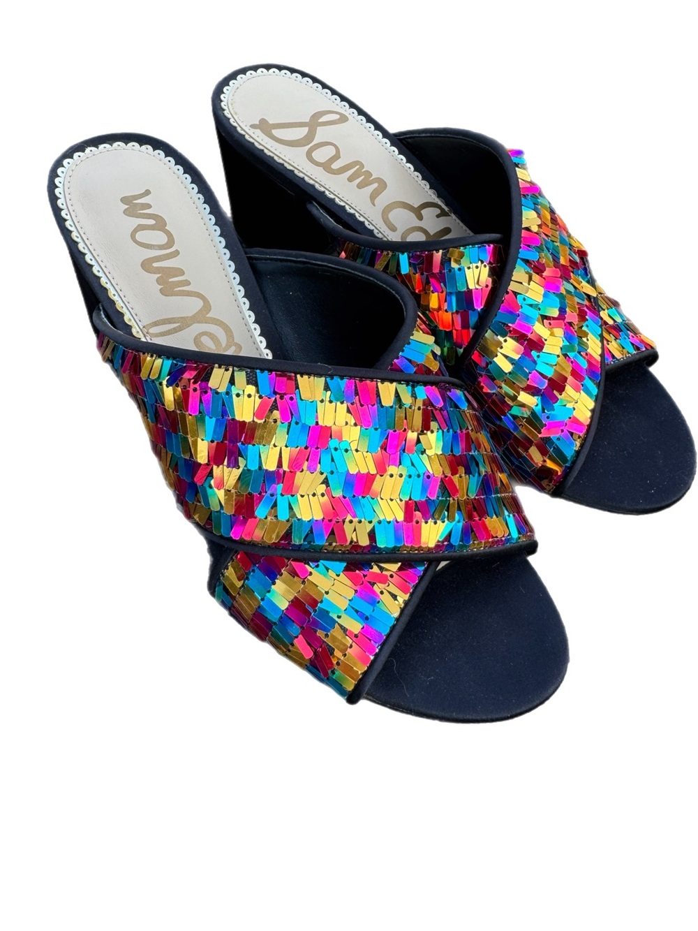 Sam Edelman Stanley Sandals in Piñata Sequin Women’s Size 8 Slide Party Heel